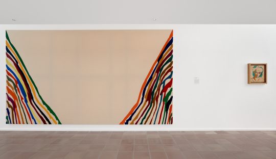Musée Matisse "Les Murs reculent" Vue exposition de Morris Louis, « Alpha Lambda », 1961, Acrylique sur toile