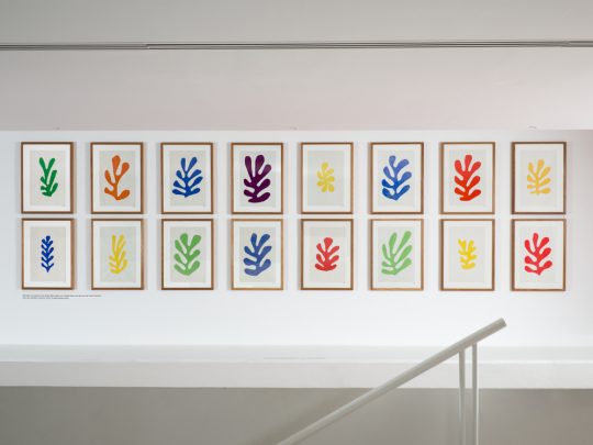 Vue d'éléments en papiers gouachés découpés non utilisés par Matisse dans ses œuvres présentés dans l'exposition | © Succession H. Matisse pour les œuvres de l'artiste | Photo © François Fernandez